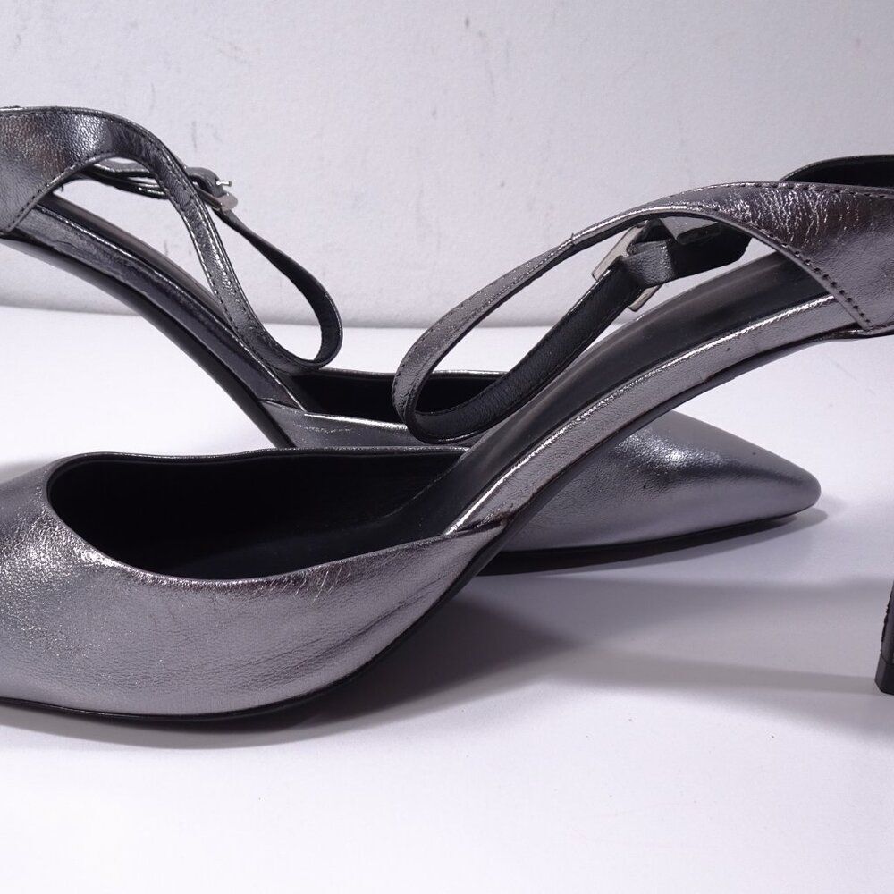Theory Metallic Leather Mule Pumps 40 NWOB IRRG 595 Sz 40 IRRG - Picture 14 of 16